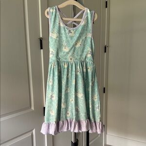 Cheeky Plum Pastel Green and Purple Kids Dress